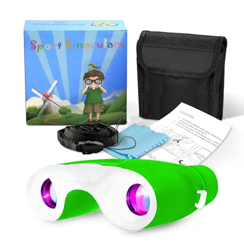 𝟐𝟎𝟐𝟒 𝐊𝐈𝐃𝐒 𝐂𝐇𝐎𝐈𝐂𝐄 8x21 Binoculars for Kids - Compact Kids Binoculars for Boys & Girls - Ideal Toddler Binoculars Kids Camping Gear - Toy Binoculars Bird Watching for Kids (Green)